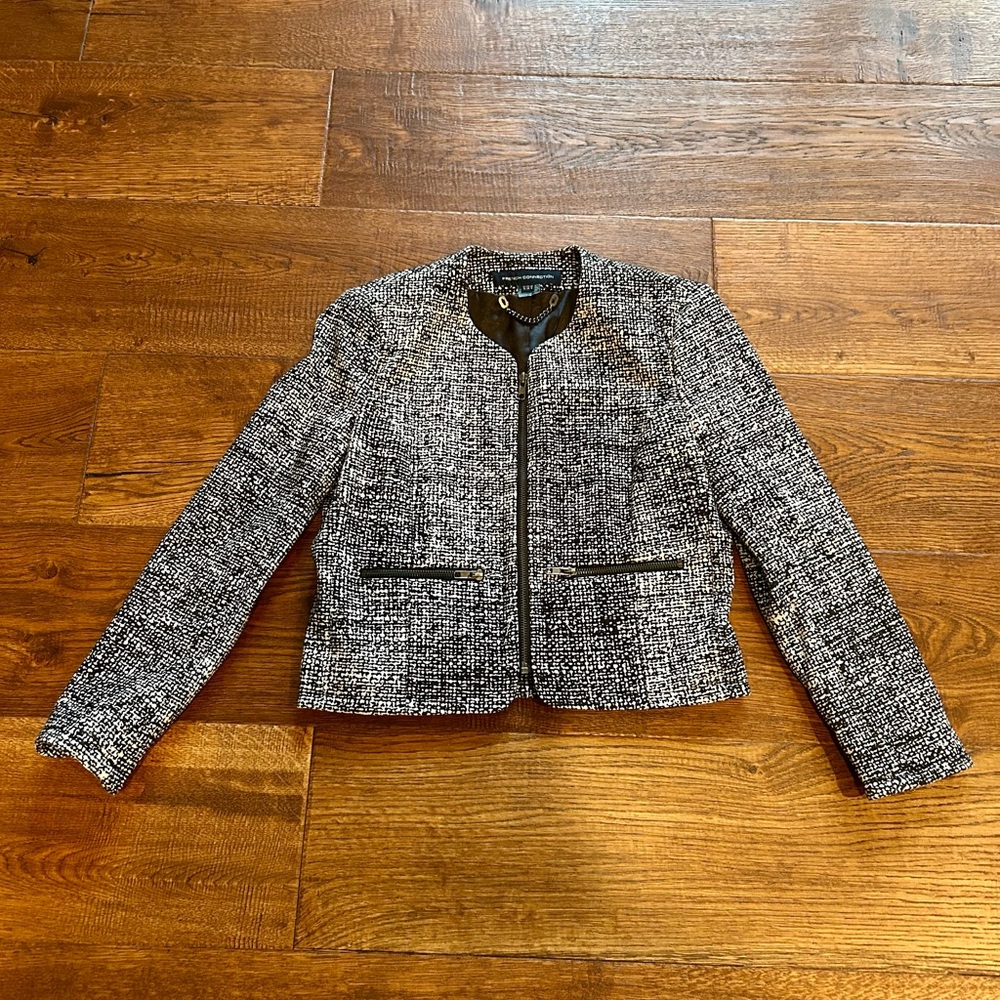 French Connection Black and White Cropped Blazer